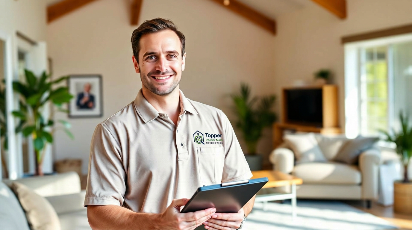 Mold inspector examining a luxury Beverly Hills home